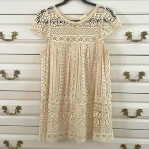 Maeve cream crochet mini dress